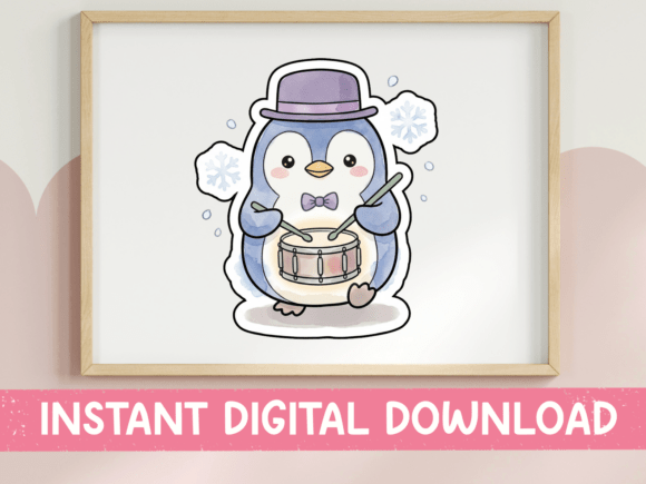 A Penguin Drummer Graphic for Playful T-Shirt Designs