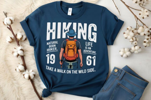A Vintage Hiking Graphic for Handmade T-Shirt Designs