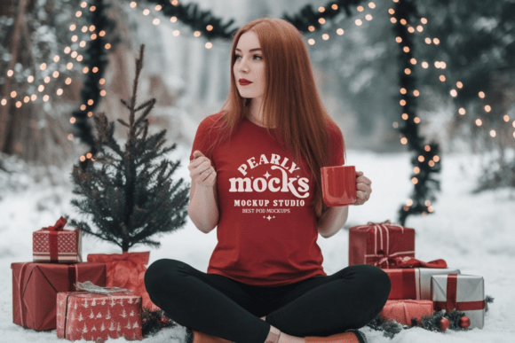 Christmas Gildan T-Shirt Mockup for Blog Graphics