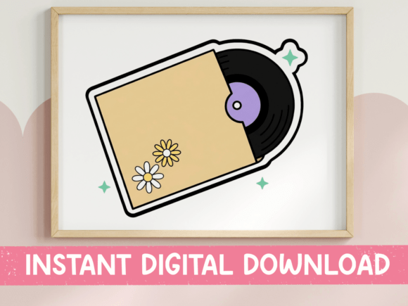 Vinyl Record & Daisies Graphics for T-Shirt Designs
